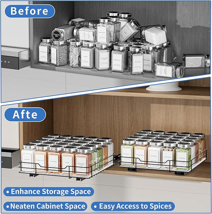 BOIVSHI Pull Out Spice Rack, Slide Out Spice Rack