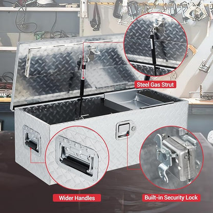 Garvee 30 Inch Truck Bed Tool Box, Heavy Duty Aluminum Pickup Tool Chest with Sliding Shelf, Waterproof & Rust-Resistant Storage Organizer for Truck, RV, Trailer