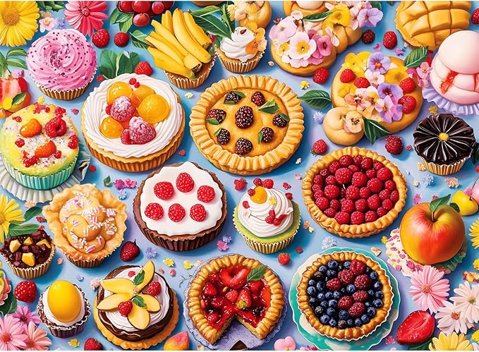 300 Piece Puzzles for Adults, Jigsaw Puzzles 300 Pieces for Adults Kids Delicious Pie Dessert Puzzle for Adults 300 Pieces Recycled Cardboard Jigsaw Puzzles Challenging Game Birthday Party Gift