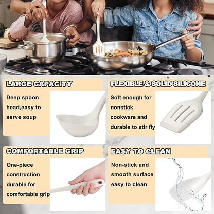 E-far 10 Pieces Silicone Cooking Utensils Set, Heat Resistant Kitchen Utensil