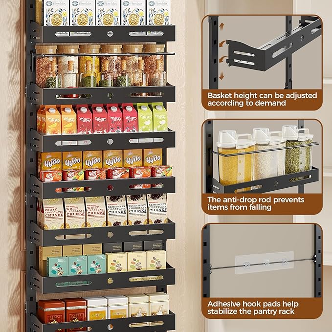 8-Tier Over The Door Pantry Organizer, Large 2 IN 1 Wall Mount or Hanging Spice