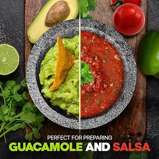 2 Sets Umien™ Granite Mortar and Pestle Set - 100% Granite - 3.5-Cups - 8-Inch – Avocado Tool Included – Natural Stone Molcajete for Spices, Pestos, & Guacamole (Grey) - Stone Grinder - Guacamole