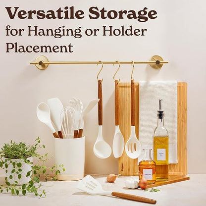 Silicone Kitchen Utensils Set & Holder: Cooking Utensils Set