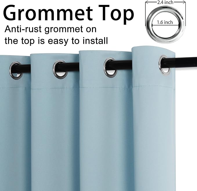 JIUZHEN Light Blue Blackout Curtains