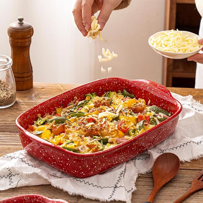 3-Pack Ceramic Lasagna Pan, Heavy-Duty Rectangular Baking Dishes, High Heat