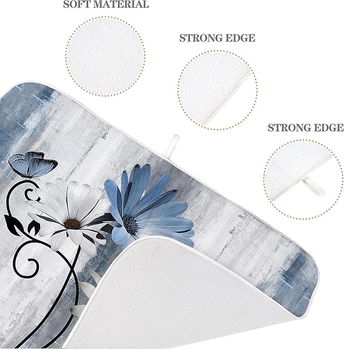 Floral Dish Drying Mat 18x24 Inches