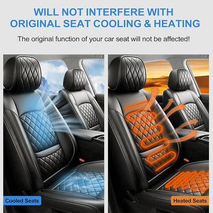 Fit Sonata Car Seat Covers for Hyundai Sonata 2009-2026 - Luxury Leather, Anti-Slip, All-Weather Seat Cushions, Waterproof & Breathable, Airbag Compatible, Full 5-Seat Set (Black)