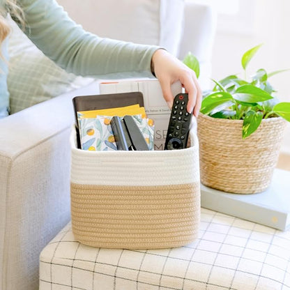 NaturalCozy Storage Cubes 9”x9”x7”Cotton Rope Woven Baskets