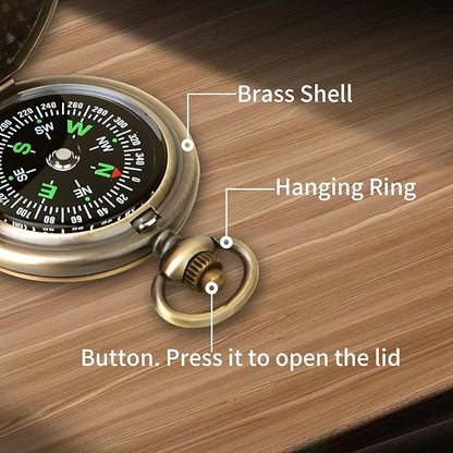 aiGear Retro Pocket Compass, Copper Alloy Compact Portable Waterproof Design for Hiking, Climbing, Camping, Collection and Gift