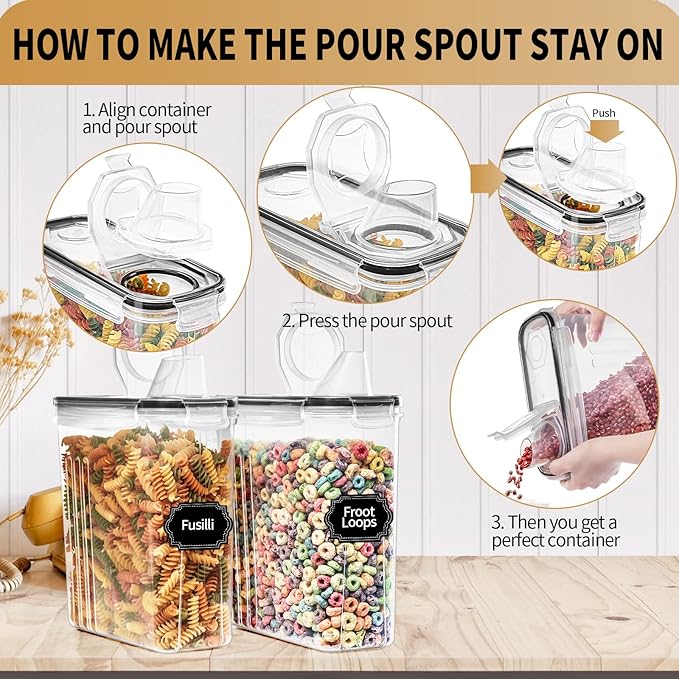 PRAKI Cereal Containers Storage Set, Measuring Cup & Marker