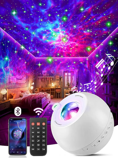 One Fire Galaxy Projector 360 Modes+15 White Noise+Bluetooth Star Projector