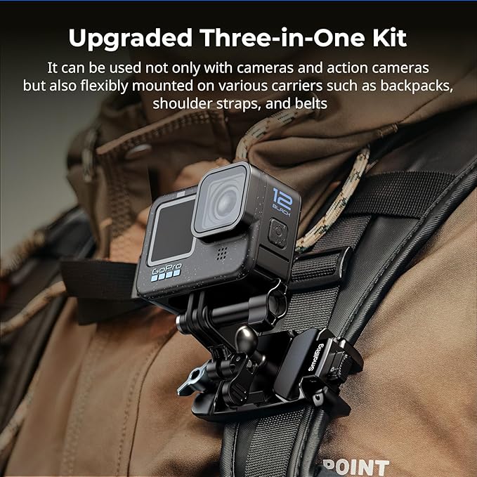 SMALLRIG Universal Three-in-One Camera Clip Kit, Quick Release System, Backpack