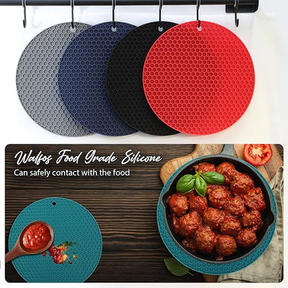 Joyhalo Trivets for Hot Dishes - Hot Pads for Kitchen, Silicone Pot Holders for Hot Pots and Pans, Silicone Mats for Kitchen Countertops, Table, Flexible Easy to Wash and Dry, Green