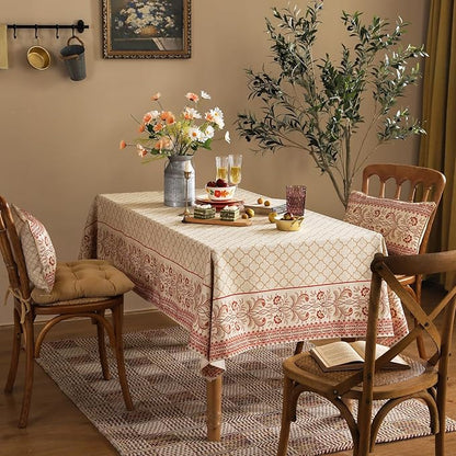 ISAENNE Designer Linen Floral Small Square Tablecloth,Pale Yellow Farmhouse Indoor Table Cloth,Durable Decor Tablecloths for Dining Kitchen Thanksgiving Christmas,55"*55"-Chamonix A