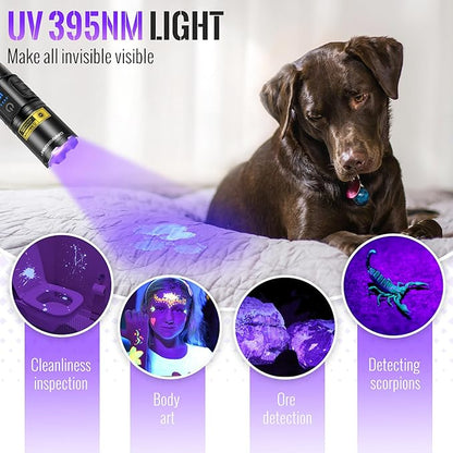 DARKBEAM UV Flashlight Blacklight 395nm Black Light, High Lumens LED Flashlights USB Rechargeable Super Bright for Camping, Powerful Woods Lamp Pet Urine, Uranium Glass Detector, Resin Curing
