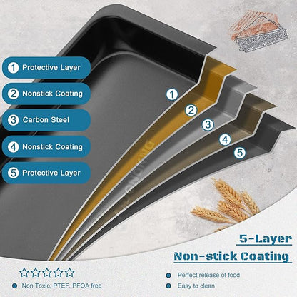 Baking Sheet Pans, Cookie Tray, Nonstick Heavy Carbon Steel Bakeware, 12 X 7.5