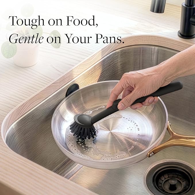 Earth & Mango Magnetic Dish Brush & Scraper, Snaps to Sink, Non-Scratch