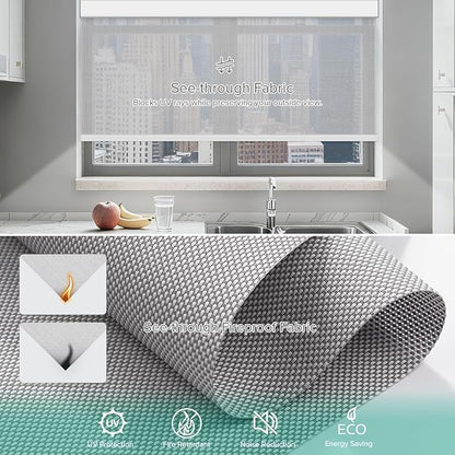 Kilonity Motorized Roller Shades, Light Filtering Remote Control Custom Window
