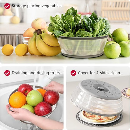 WVM Microwave Splatter Cover & Mat, Vented Collapsible Splatter Guard dish