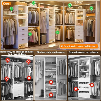 Armocity 96 Inches Closet System, 8FT Walk In Closet Organizer