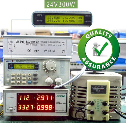 LED Driver 300 Watts 24V DC Transformer， Waterproof IP67 Power Supply, 24V DC