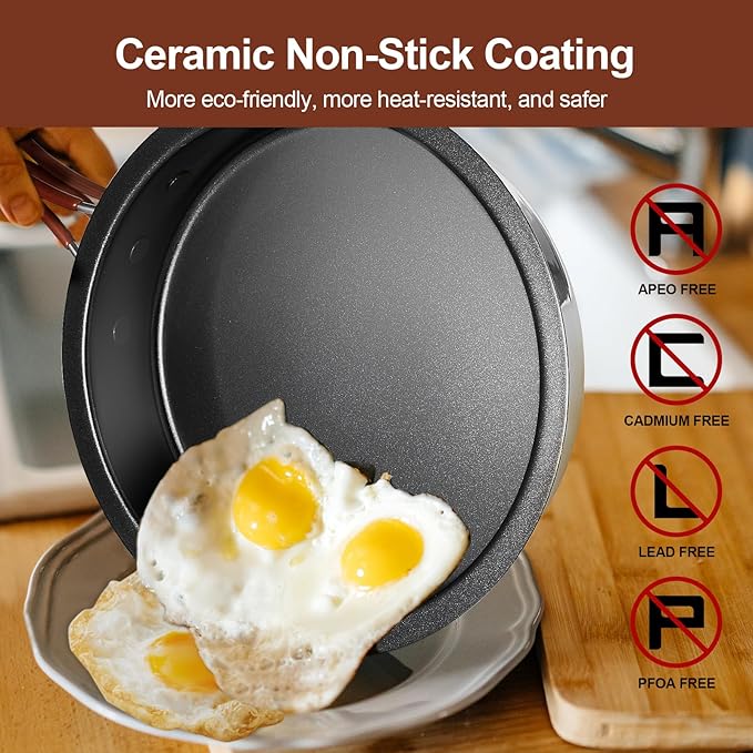 Odoland 10pcs Camping Cookware Stainless Steel Camping Pot and Pan Set with Plate Bowl Fork Knife Spoon for Backpacking, Hiking, Outdoor Cooking and Picnic