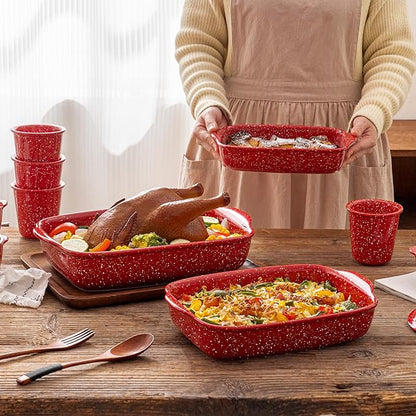 3-Pack Ceramic Lasagna Pan, Heavy-Duty Rectangular Baking Dishes, High Heat