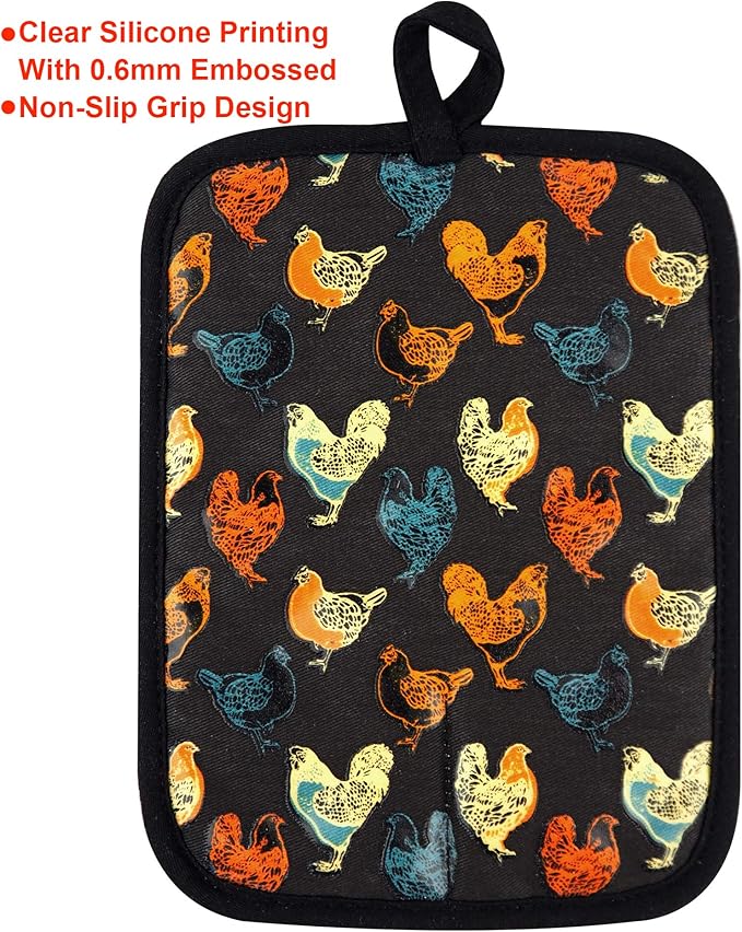 Pot Holders Set of 2 Heat Resistant 480 ℉Non Slip Clear Silicone Printed