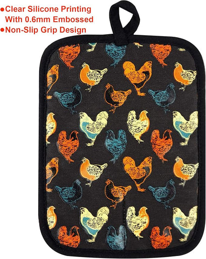 Pot Holders Set of 2 Heat Resistant 480 ℉Non Slip Clear Silicone Printed