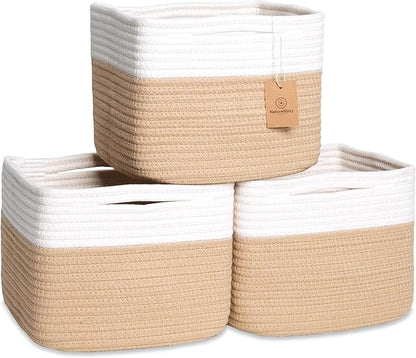 NaturalCozy Storage Cubes 9”x9”x7”Cotton Rope Woven Baskets