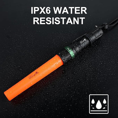 ULTRAFIRE 2pc 11-Inch Signal Traffic Wand Safty LED Flashlight 250 Lumen, Red Flashing Mode, Wrist Strap Lanyard, Side Clip, Orange Finish for Kids Outdoor Camping