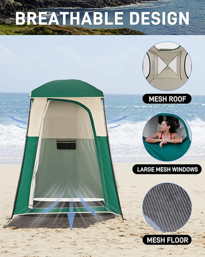 KingCamp Shower Tent, Portable Privacy Tent Outdoor Camping 1/2 Room Toilet Tents with Shower Bag & Dressing Room for Beach, Camping & Hiking