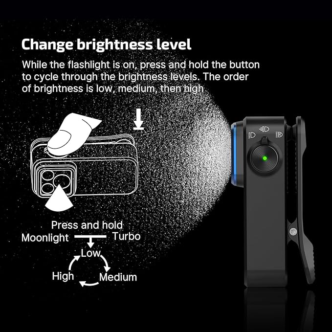 OLIGHT Oclip Pro EDC Flashlight Clip-on Light, Rechargeable 500 Lumens with Three Lighting Solutions Type-C Charging, Magnetic Flash Lights for Signaling, Cycling, Outdoor or Indoor Use(Black)