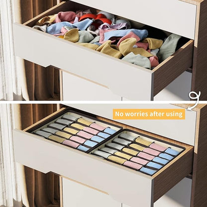 Joyoldelf Drawer Organizer 2 Packs, 24 Cell Collapsible Closet Cabinet Storage