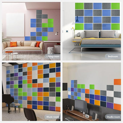 Amantech 12 Pack Acoustic Panels Self Adhesive Sound Proof Foam, High Density