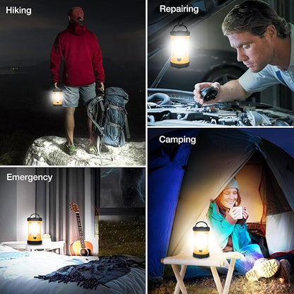 Camping Lantern, 3200LM Bright Camping Lights, 4600mAh Rechargeable LED Lantern, Flashlight for Power Outages/Fishing/Hurricane/Emergency, CT CAPETRONIX Camping Accessories (2-Pack)