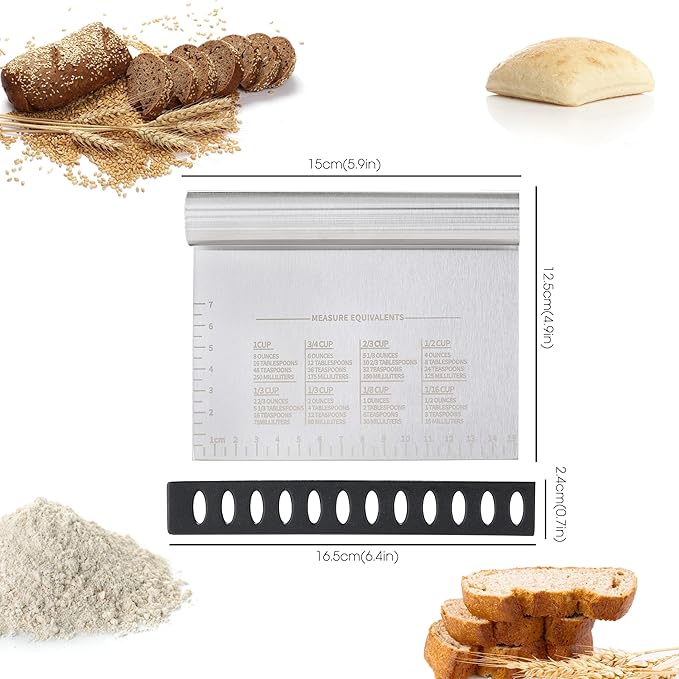 2PCS Dough Pastry Bench Cutter Scraper, OLULU Stainless Steel Kitchen Food