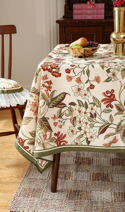 ISAENNE Designer Bohemian Square Table Cloth,Linen Colorful Floral Pattern Tablecloth,Fall Wrinkle Resistant Decorative Tablecloths for Dining Thanksgiving Kitchen Party,67"*67"-Grace A