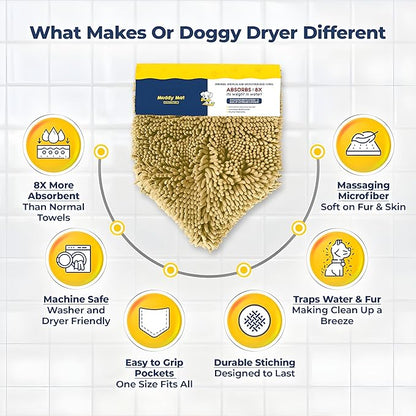 Muddy Mat Doggy Dryer, Highly Absorbent Microfiber Washable Dog Shammy Quick