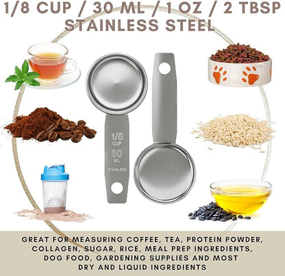 1/8 Cup Stainless Steel Measuring Cup | Sturdy Metal 30 ml | 30 cc | 1 oz |