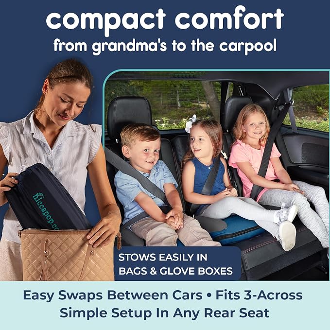Hiccapop UberBoost Inflatable Booster Car Seat | Travel Booster Car Seat | Portable Booster Seat for Toddlers, Kids, Child (Navy/Gray)