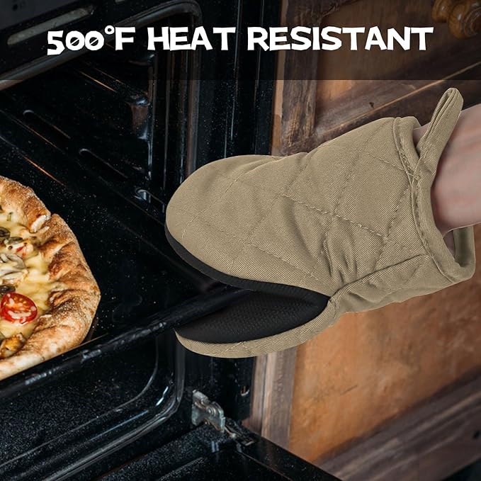 Oven Mitts and Pot Holders Set, Heat Resistant Silicone Kitchen Mini Oven