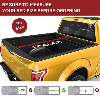 YITAMOTOR Soft Roll Up Truck Bed Tonneau Cover Fits for Dodge Ram 1500 New Body Style 2019 2020 2021 2022 2023 2024 2025 2026 6.4 ft Bed Without Rambox