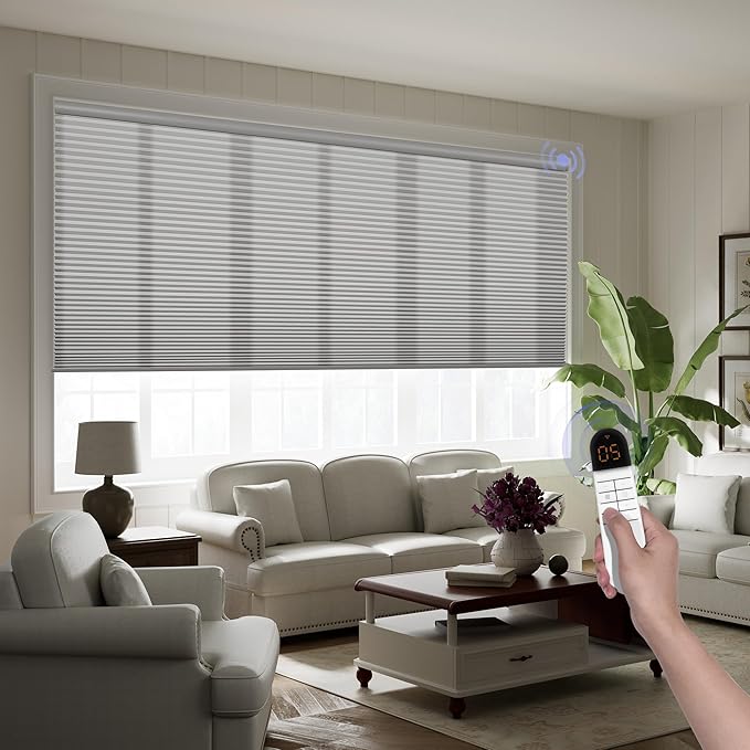 Boolegon Motorized Blinds with Remote, Light Filtering Smart Blinds, Automatic