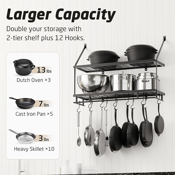KES 30-Inch Kitchen Pot Rack