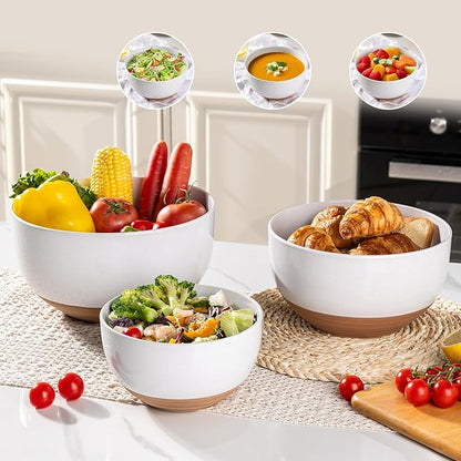 AmorArc Ceramic Mixing Bowls|Nesting Bowls Set of 3