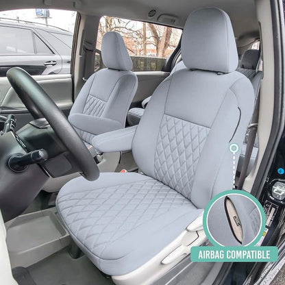 FH Group Custom Fit Car Seat Covers Specifically Made for 2011-2020 Toyota Sienna 7 Seater with Ultraflex Neoprene Water Resistant Automotive Seat Covers - Full Set Solid Gray