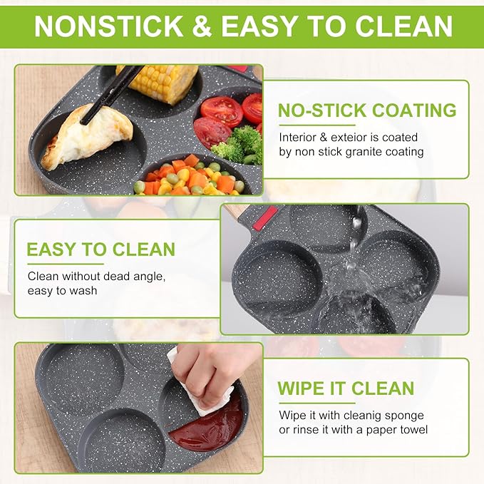 4-Cup Egg Pan, Premium Egg Pans Nonstick, Omelette Pan