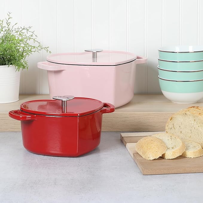 Martha Stewart Heart Shaped Enamel Cast Iron 2-Quart Dutch Oven