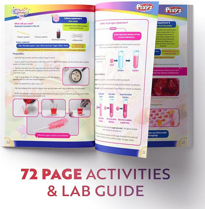 Playz Edible Exploding Candy Making Science Kit for Kids Ages 8-12 Years Old - Food Science Chemistry Kid Science Kit with 29 Experiments, Educational Science Kits for Boy & Girls